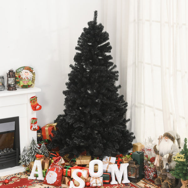 Sapin de Noël artificiel noir de 6 pieds non éclairé