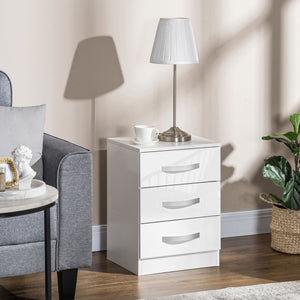 Ensemble de 2 tables de chevet modernes avec 3 tiroirs brillants, blanc
