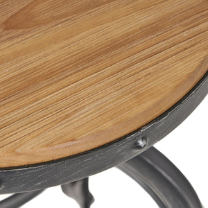 Tabouret de bar rustique en bois de sapin avec pieds en fer, repose-pieds pivotant, naturel