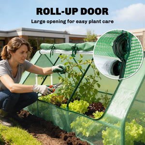 Mini portable greenhouse with mesh windows, green