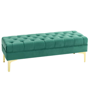 Banc de lit rembourré avec capitonnage à boutons, vert foncé