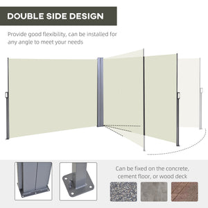 Mur d'intimité extérieur double et rétractable, blanc crème