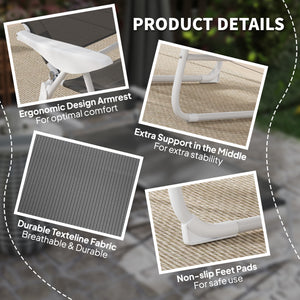 Chaise longue pliante avec dossier réglable sur 4 niveaux, gris anthracite