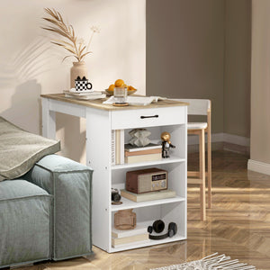 Bar table with drawer and 3 storage shelves