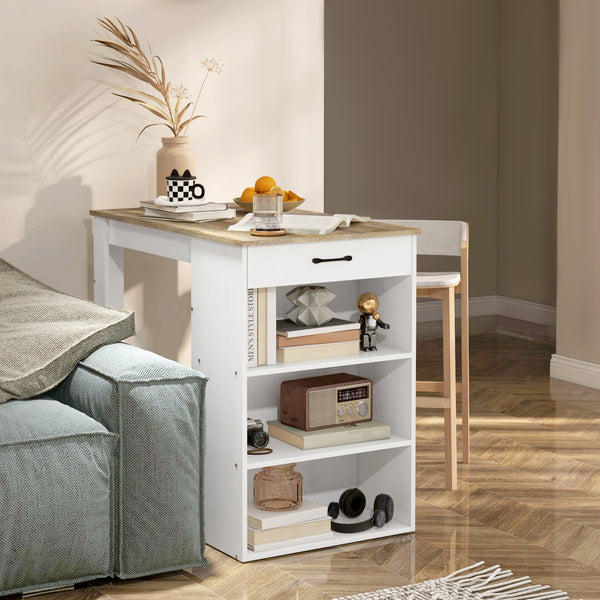 Bar table with drawer and 3 storage shelves