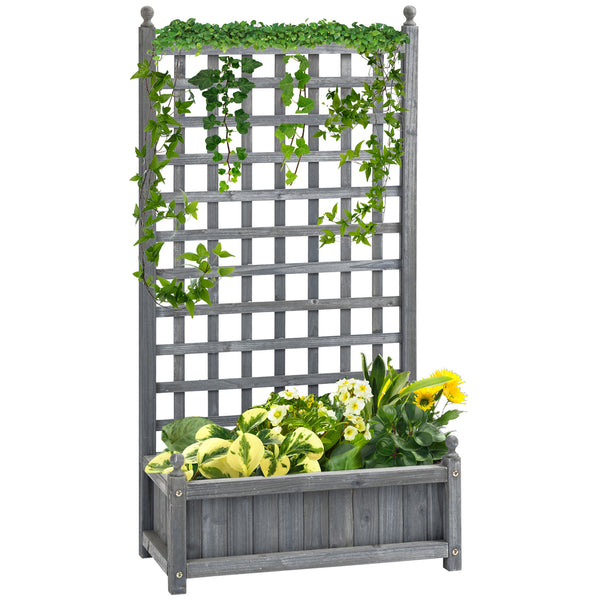 Raised planter with trellis for climbing plants, grey