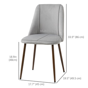 Set of 4 velvet upholstered dining chairs, grey
