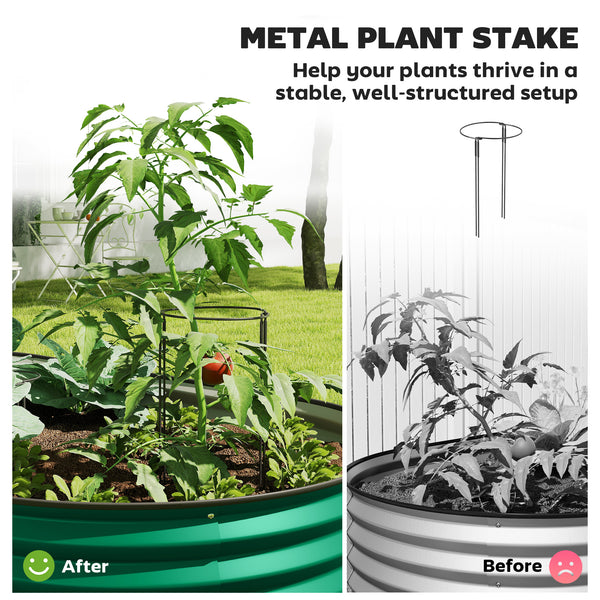 Jardinière d'extérieur surélevée galvanisée avec tuteur en métal, verte