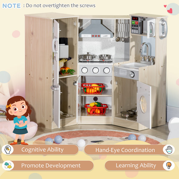 Cuisine enfant en bois Deluxe avec sons et lumières, blanc