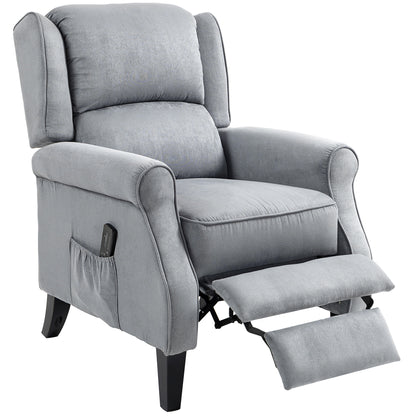 Fauteuil inclinable à massage par vibrations avec repose-pieds extensible, télécommande, poche, gris