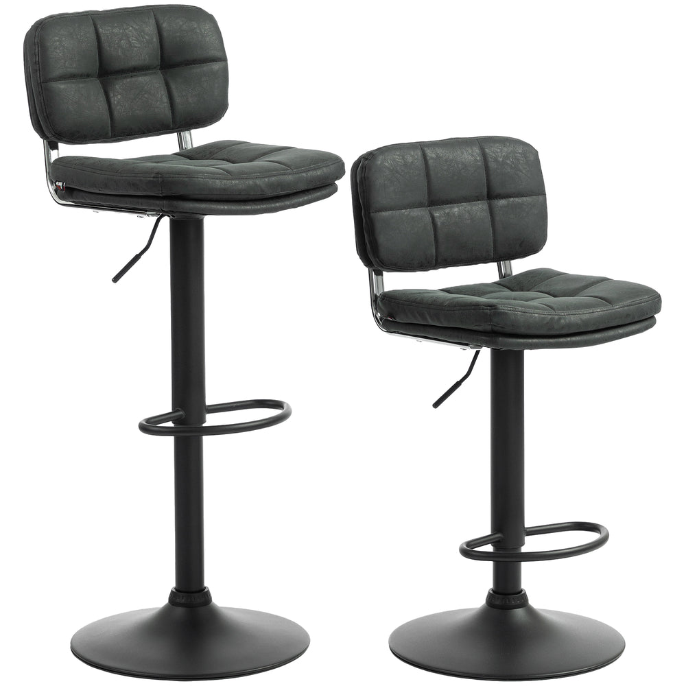 Tabourets de bar réglables en similicuir noir, lot de 2