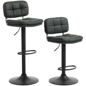 Tabourets de bar réglables en similicuir noir, lot de 2