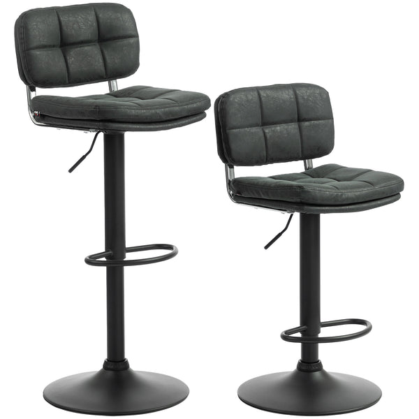 Tabourets de bar réglables en similicuir noir, lot de 2