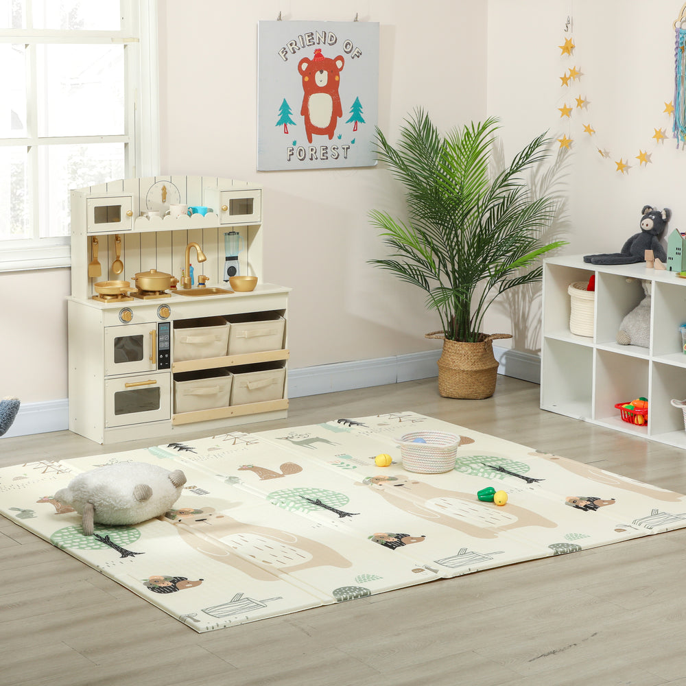 Tapis de jeu réversible et imperméable, pliable, motif animalier