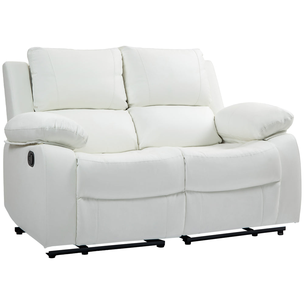 Canapé inclinable manuel en cuir synthétique avec repose-pieds, blanc