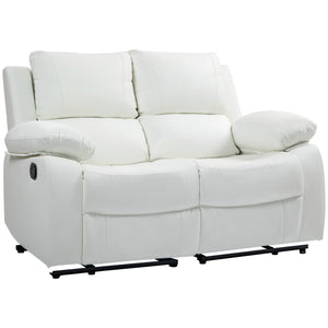Canapé inclinable manuel en cuir synthétique avec repose-pieds, blanc