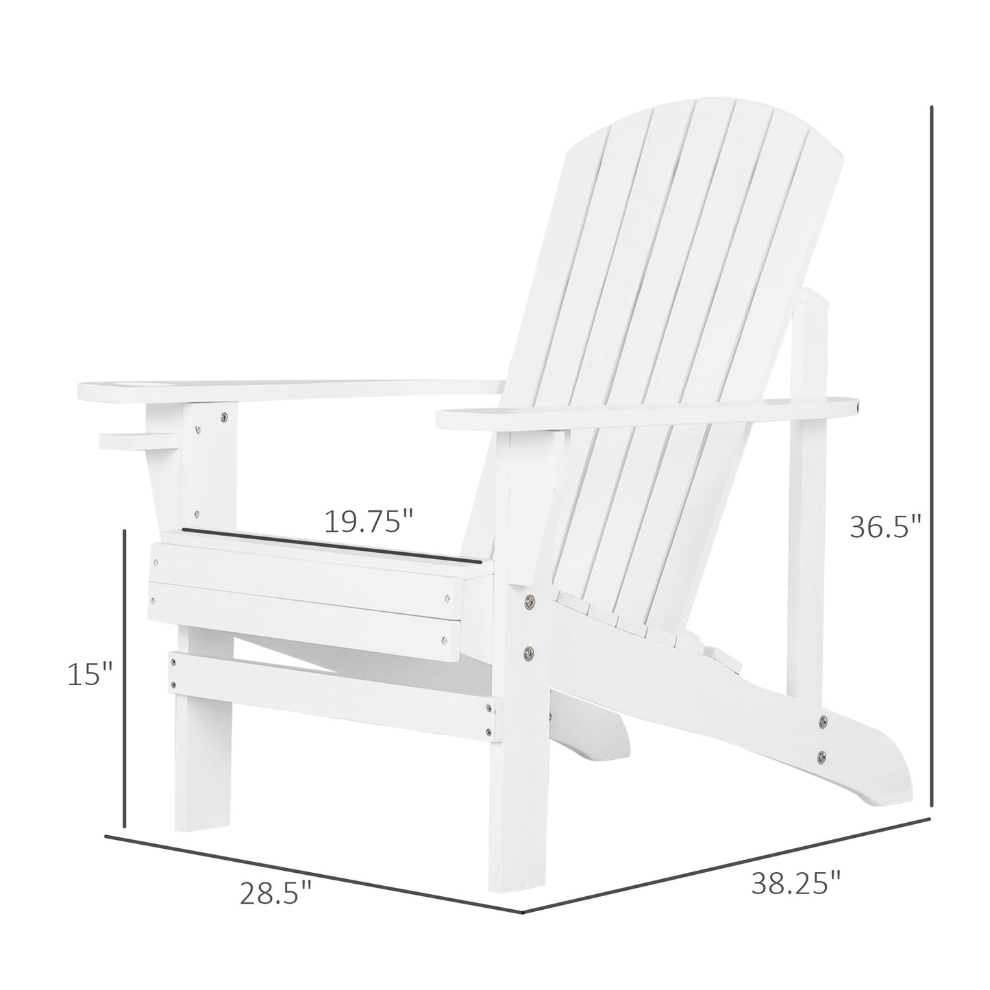 Chaise Adirondack classique Muskoka avec porte-gobelet, blanc