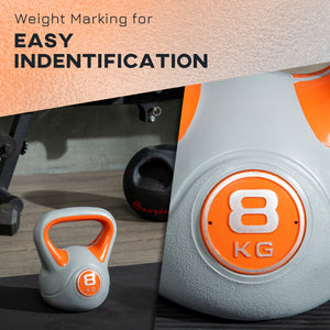 Kettlebell de 18 lb avec poignée large et base stable – Orange et gris