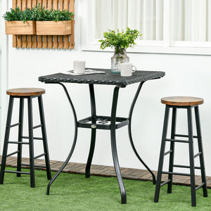 Table basse d'extérieur en résine tressée avec trou pour parasol, noir