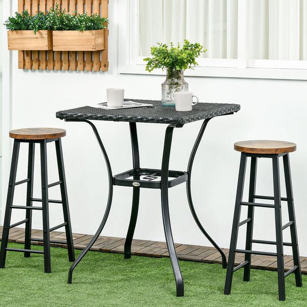 Table basse d'extérieur en résine tressée avec trou pour parasol, noir