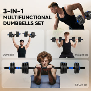 Soozier Adjustable Dumbbell Set, 3-in-1 Weights Dumbbell Set for Home Gym, 55lb Free Weights with Connector and Non-Slip Grip