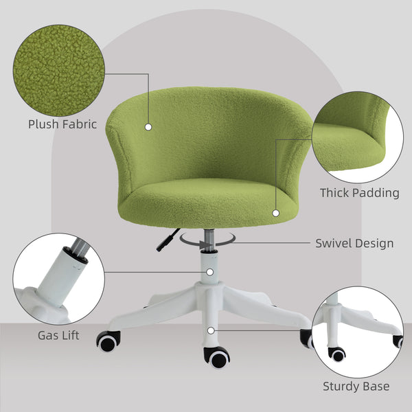 Soft armless office chair with adjustable height, light green