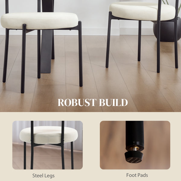 Lot de 4 chaises de cuisine modernes avec revêtement en velours côtelé beige
