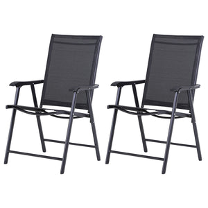 Ensemble de 2 chaises pliantes pour la terrasse, confortable avec accoudoirs, noir