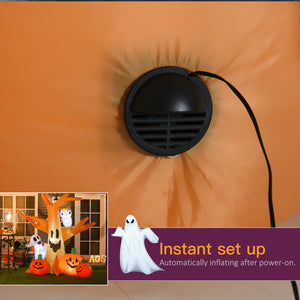 Inflatable Haunted Tree Decoration with Owl, Ghost, Pumpkins, LED Display
