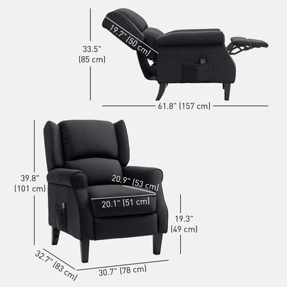 Fauteuil de massage par vibrations pour salon, avec repose-pieds extensible, télécommande, poche, noir
