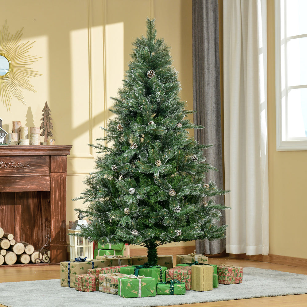 Sapin de Noël artificiel de 6 pieds avec ouverture automatique et pomme de pin
