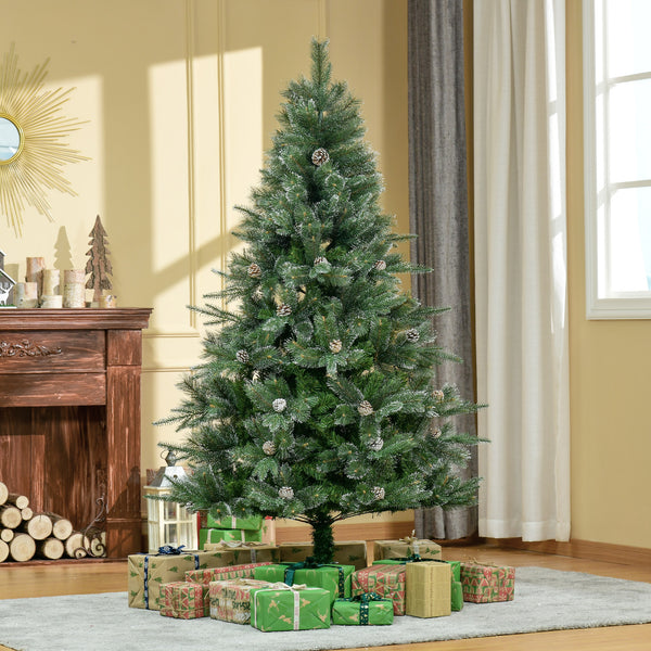 Sapin de Noël artificiel de 6 pieds avec ouverture automatique et pomme de pin