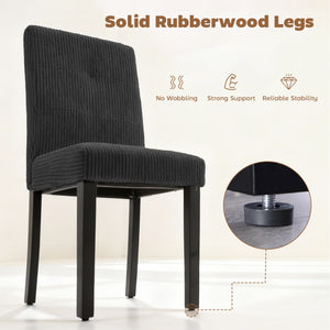 Ensemble de 4 chaises de salle à manger avec pieds en bois d'hévéa et assise rembourrée, noires