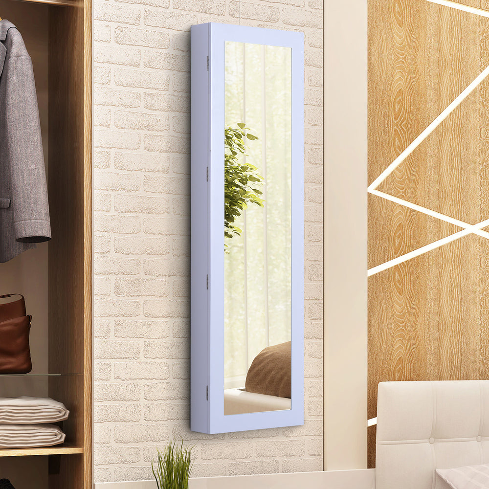 Armoire à bijoux avec miroir pleine longueur, blanc