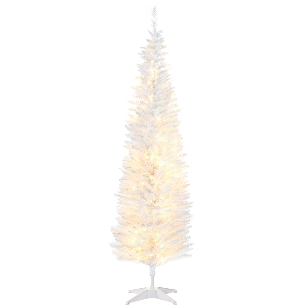 Sapin de Noël artificiel blanc de 6 pieds avec lumières LED blanc chaud