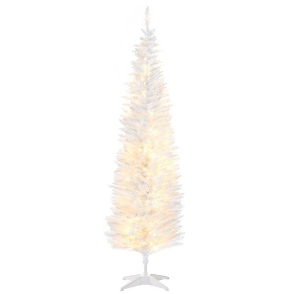 Sapin de Noël artificiel blanc de 6 pieds avec lumières LED blanc chaud