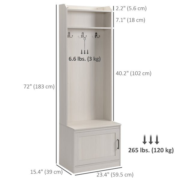 Meuble d'entrée moderne avec banc de rangement pour chaussures, blanc