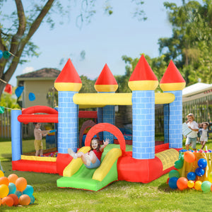 Château gonflable 9,2 x 9,5 pi, 4 en 1 pour enfants avec trampoline, toboggan, piscine, panier et souffleur