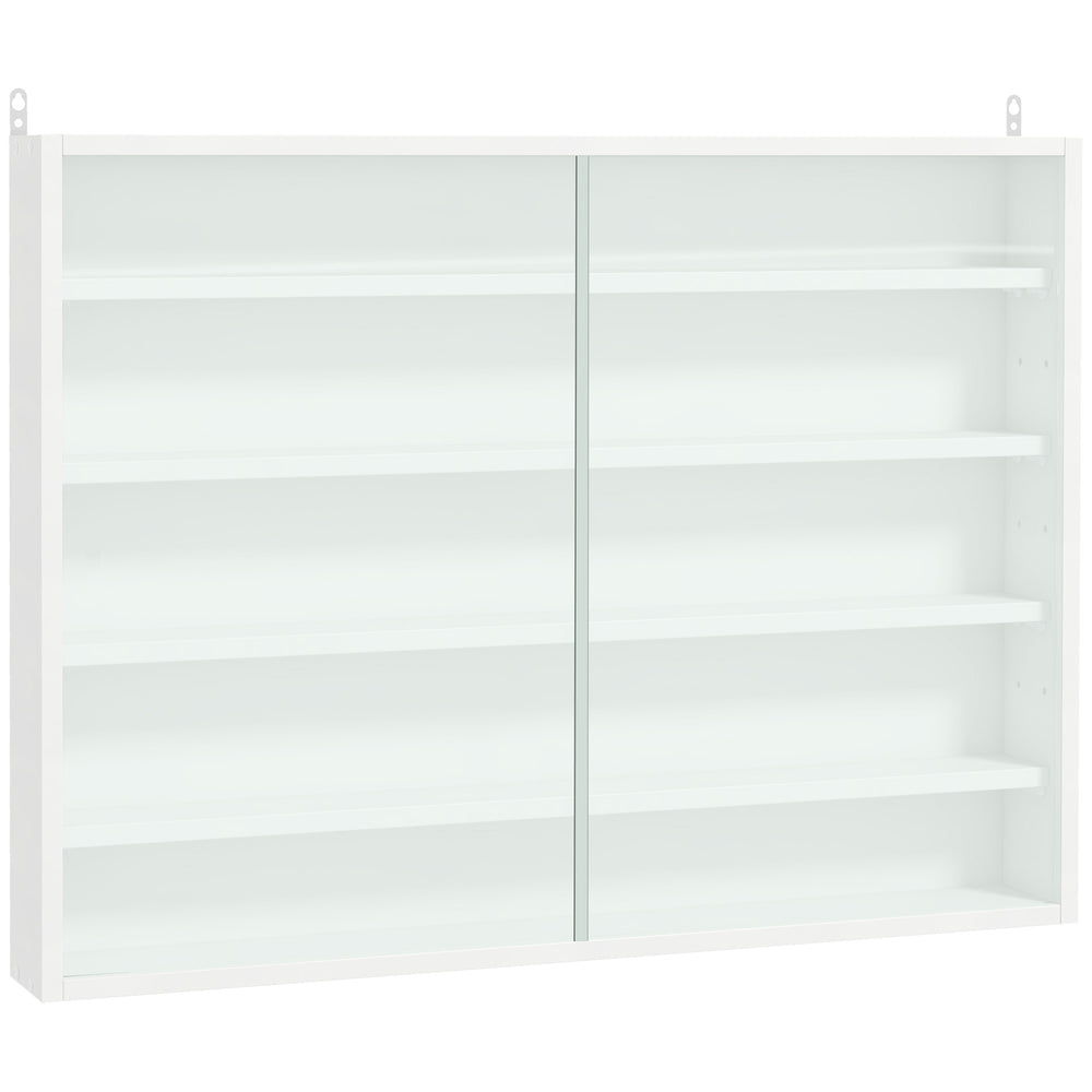 5-tier display cabinet with 2 glass doors and 4 adjustable shelves, white