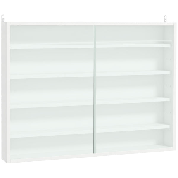 5-tier display cabinet with 2 glass doors and 4 adjustable shelves, white