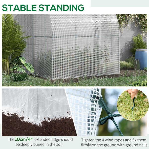 7' x 4' x 7' Garden Greenhouse with Roll-Up Door, Ideal for Plants, Herbs, Vegetables, White