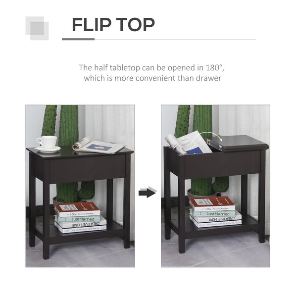Table d'appoint avec plateau rabattable, café foncé