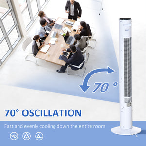 Ventilateur tour autonome 3 vitesses, minuterie 12 h, panneau de capteur LED, télécommande, blanc