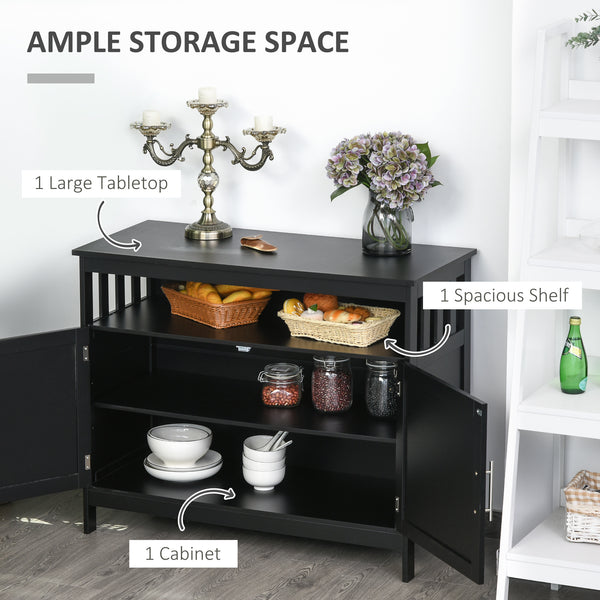 Wooden Storage Buffet with 2-Tier Cabinet and Open Shelf, Black