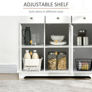 Modern buffet with cupboards, drawers and adjustable shelves, white