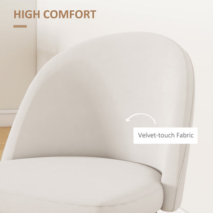 Lot de 2 chaises de salle à manger rembourrée en velours pour salon et salle à manger, blanc crème