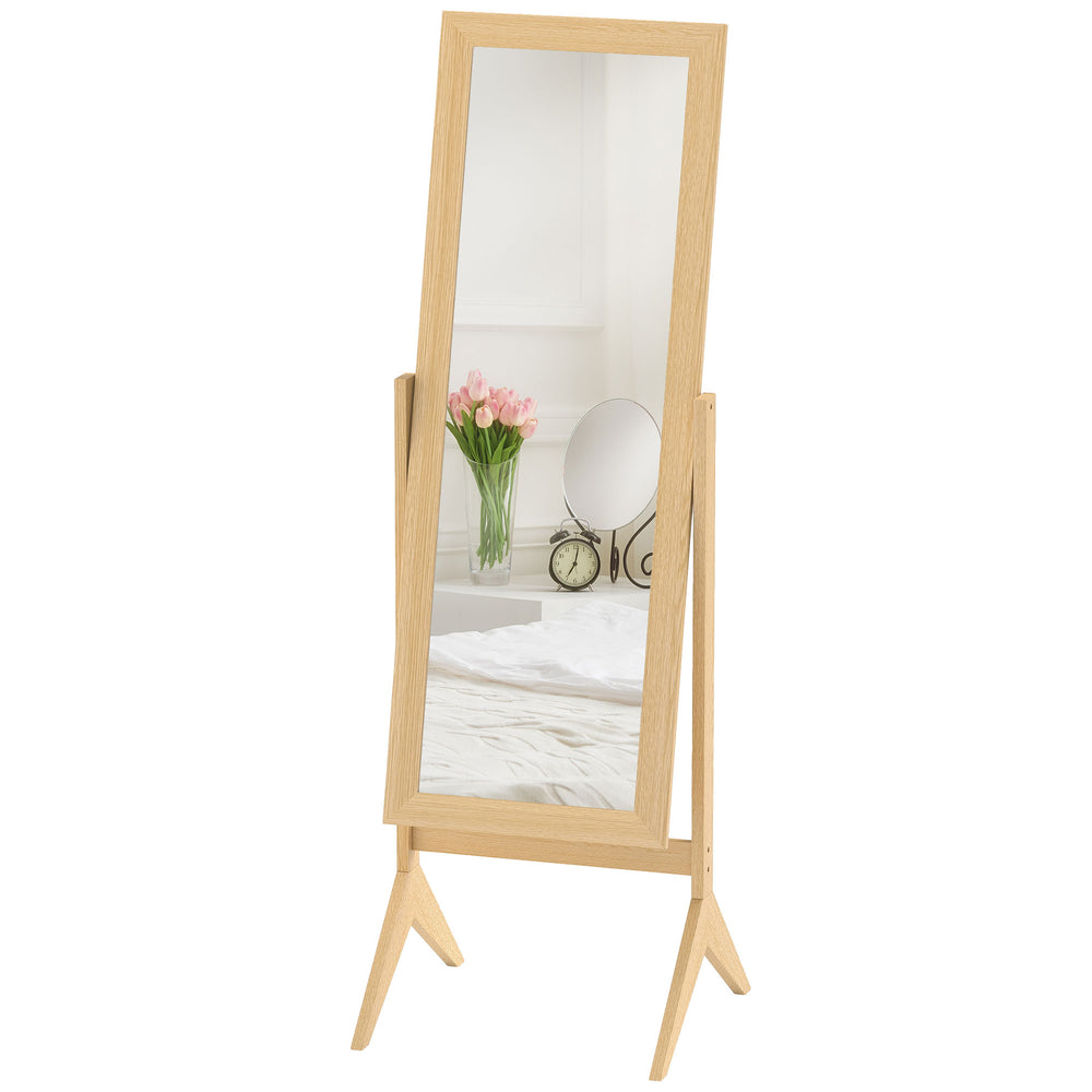 Miroir pleine longueur à angle réglable, chêne