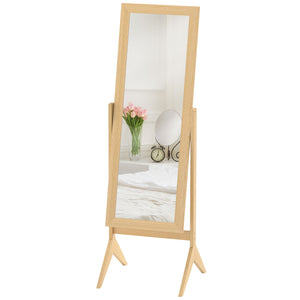 Miroir pleine longueur à angle réglable, chêne