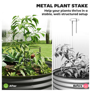 Jardinière d'extérieur surélevée galvanisée avec tuteur en métal, noire