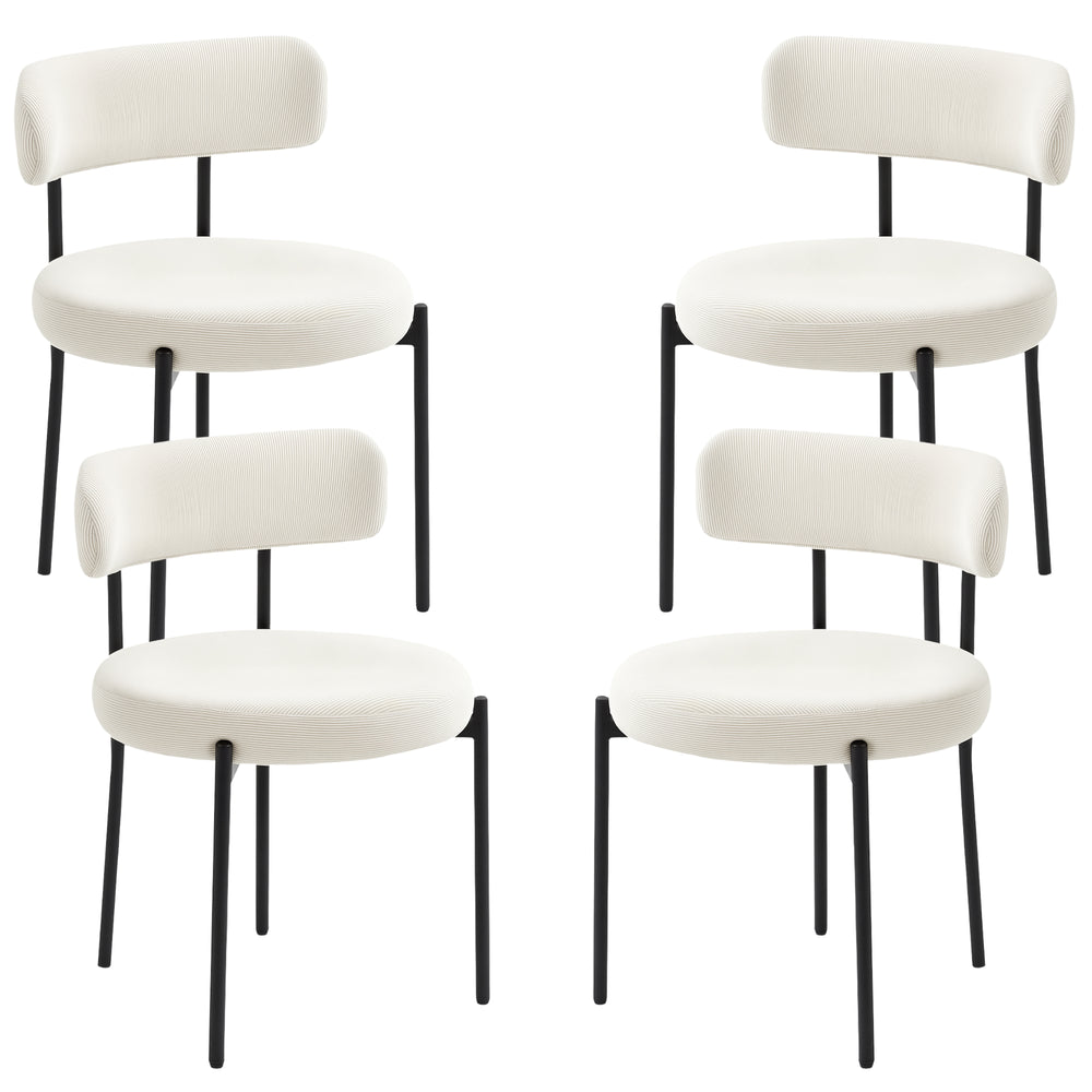 Lot de 4 chaises de cuisine modernes avec revêtement en velours côtelé beige